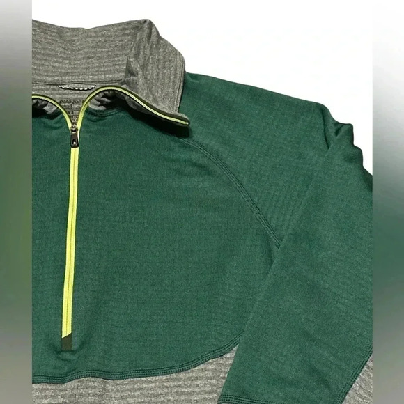 Patagonia 1/4 Zip Shirt Men’s Size Medium Polartec Long Sleeve Green Gray - Picture 2 of 5